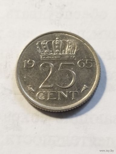 Нидерланды 25 центов 1965