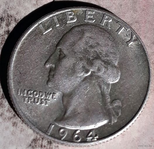Квотер (25 центов) 1964 D США Серебро