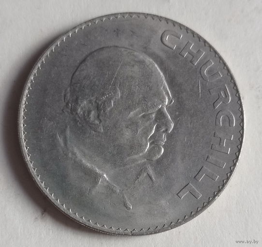 Великобритания 1 крона 1965 год королева Елизавета II Уинстон Черчилль