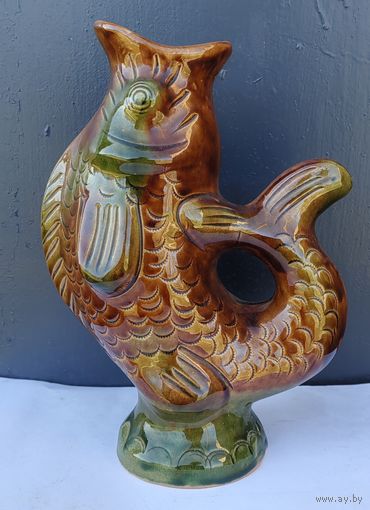 Кувшин в форме рыбы, обливная керамика, СССР