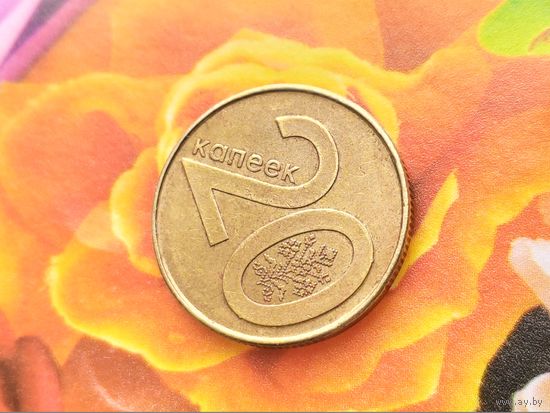 Республика Беларусь (РБ). 20 копеек 2009. Брак, выкрошка штемпеля реверса. (6). Торг.