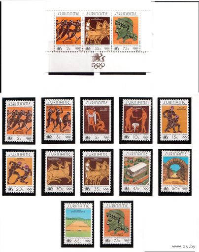 Суринам-1984,(Мих.1082-1093,Бл.37)  **  Спорт,  ОИ-1984 (полная серия)