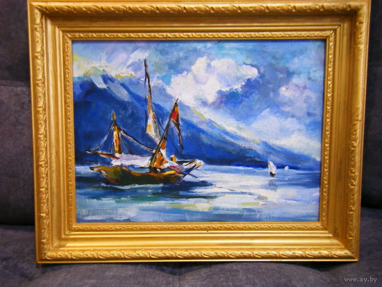 Картина. МОРСКОЙ ПЕЙЗАЖ. Холст. Масло.49см.х39см.(по раме).