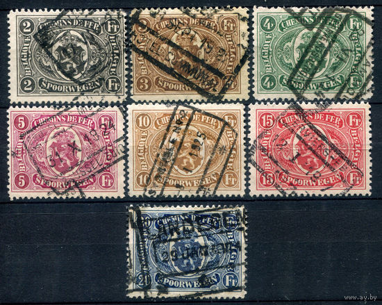 Бельгия - 1921г. - железнодорожные марки, гербы, геральдика - 7 марок - полная серия, гашёные [Mi 129-135]. #2-Be-48-B-2