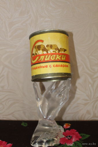 Баночка СССР 1962 года "МИНМЯСОМОЛПРОМ "Сливки сгущенные с сахаром"  Глубокое