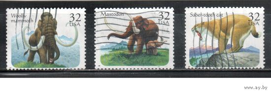 США-1996 (Мих.2733-2738) , гаш., Доисторические животные, Мамонты