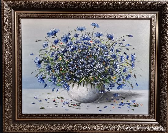 Картина маслом "Васильки"