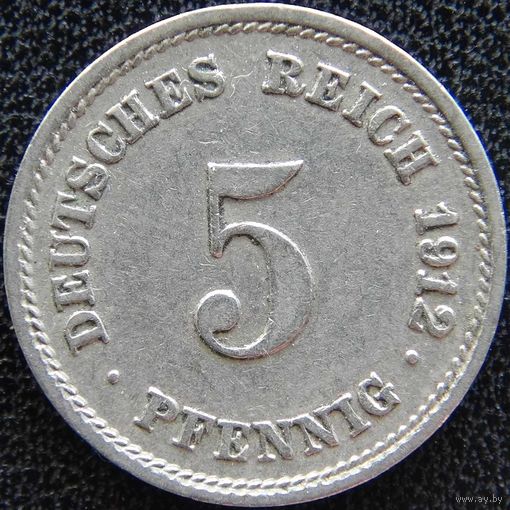 YS: Германия, Рейх, 5 пфеннигов 1912G, KM# 11 (2)