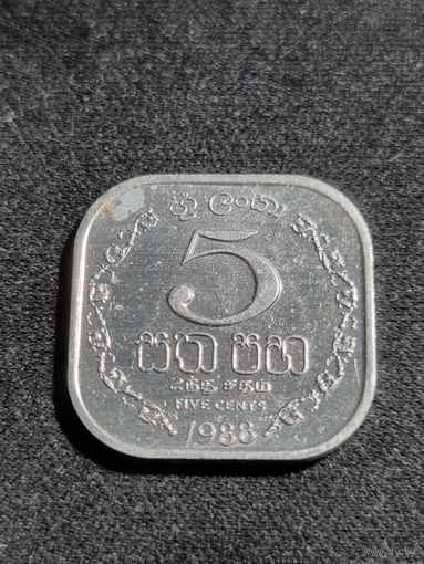 Шри-Ланка 5 центов 1988 Unc