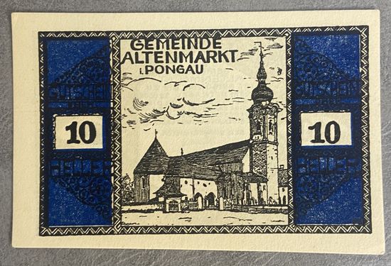 Нотгельды Австрия Альтенмаркт-им-Понгау, 10 геллеров 1920 год