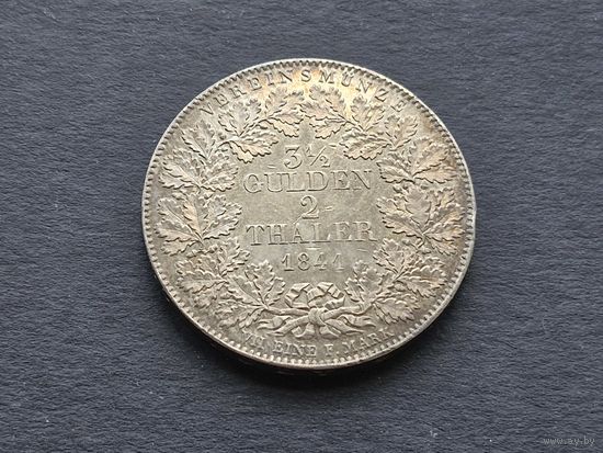 Франкфурт, 2 талера, 3 1/2 гульдена 1841 года. Серебро. Штемпельный блеск. UNC-
