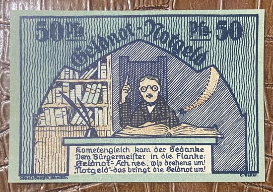Нотгельд 50 пфеннигов 1921 год. Шмёлльн. Веймарская республика