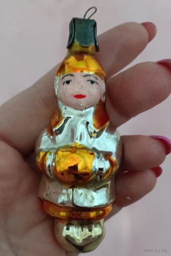 Ёлочные игрушки, стекло. Девочка с муфтой, амальгамма