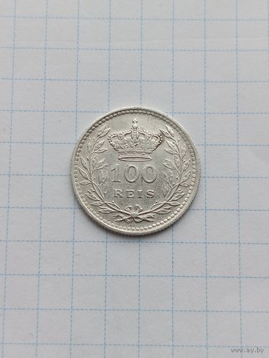 Португалия 100 рейс 1910 г. Мануэл II / серебро/
