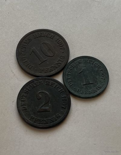 Германия 3 монеты 1907