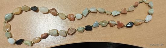 Советские бусы. Из разных натуральных камней. 60+см