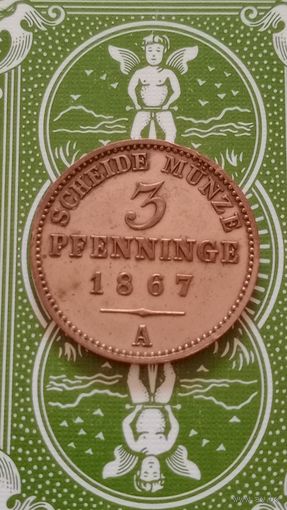 Германия Пруссия 3 пфеннига 1867