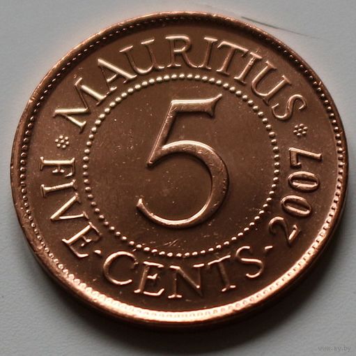 Маврикий 5 центов 2007 год UNC