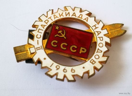 Знак. 2-я Зимняя Спартакиада Народов СССР 1966 год. ММД гор. эмаль..