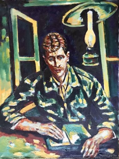 Кищенко А.М.;109/82см;1987год;х/м;"Юноша,читающий книгу"