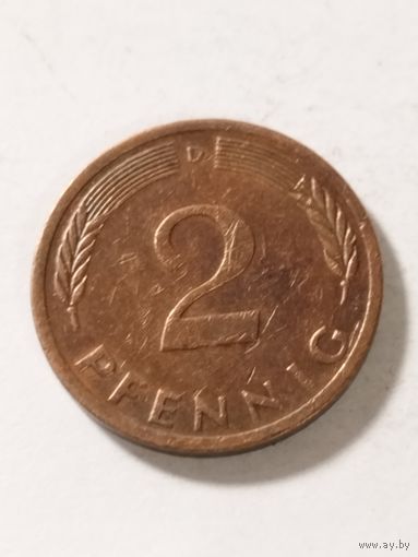 Германия 2 пфенинга 1976 D