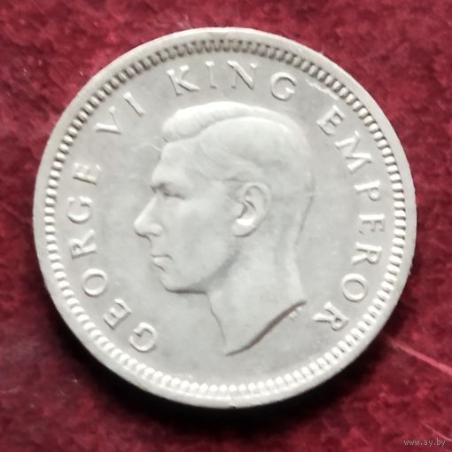 Серебро 0,500! Новая Зеландия 3 пенса, 1937-1946.