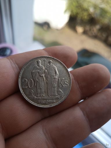 Словакия 20 крон 1941г. Серебро. Кирилл и Мефодий.
