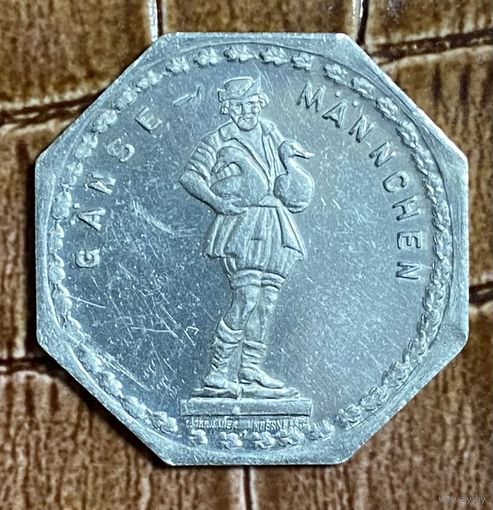 Германия Нюрнберг нотгельд 20 пфеннигов 1919 год. Гусиный пастушок. трамвайный жетон