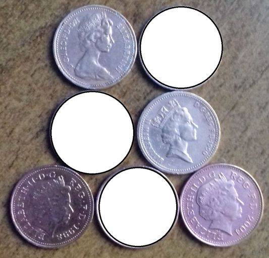 Великобритания. 1 пенни 1971,1990, 1998, 2004