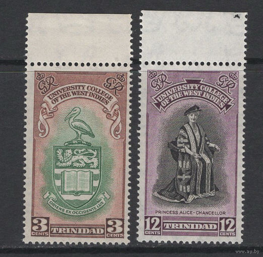 1951 остров Тринидад** Университет, Герб, Принцесса Алиса, пара
