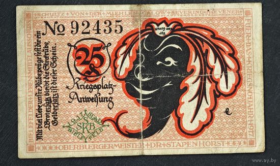 1917 год Германия 25 пфеннигов