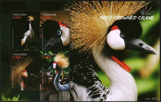 2016 Танзания 5247-5250KL Птицы - серый венценосный журавль 12,00 евро