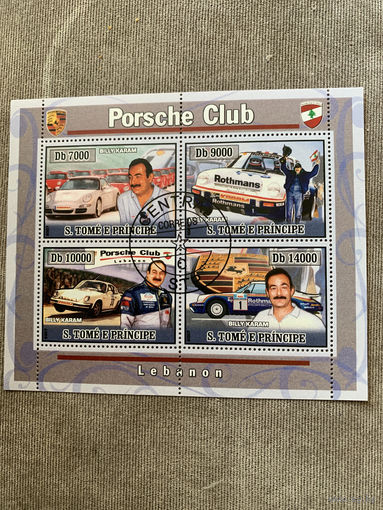 Сан Томе и Принсипи 2007. Автомобили Porsche. Малый лист