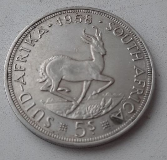 Монета 5 шиллингов 1958 года. Южная Африка.