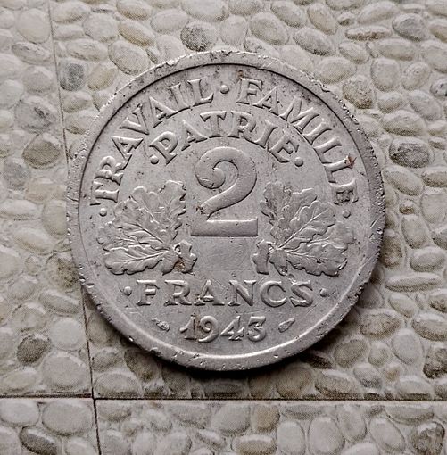 2 франка 1943 года Франция. Режим Виши.