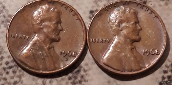 1 цент 1968 D + P США