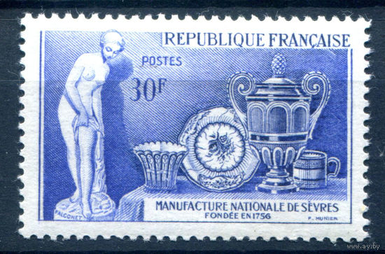Франция - 1957г. - Национальная фарфоровая промышленность в Севре - 1 марка - полная серия, MH [Mi 1123]. #2-Fr-53-A-2