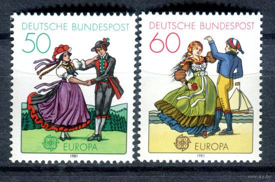 Германия (ФРГ) - 1981г. - Европа. Фольклор - полная серия, MNH, одна марка с отпечатками [Mi 1096-1097] - 2 марки