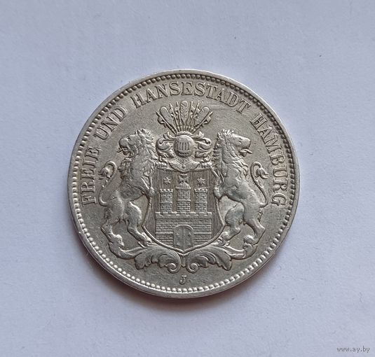 3 марки 1909 г. 900пр., Гамбург. Германия.
