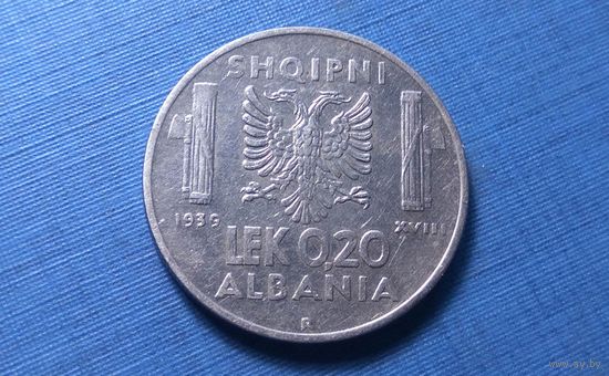 0.2 лек 1939. Магнетик. Албания. Итальянская оккупация (1939 - 1943). Тираж 900.000! Единственное предложение на АУ!