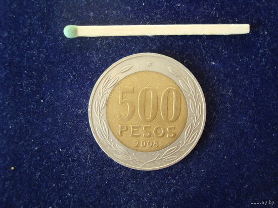 Монета 500 песо, 2005 г, Чили.