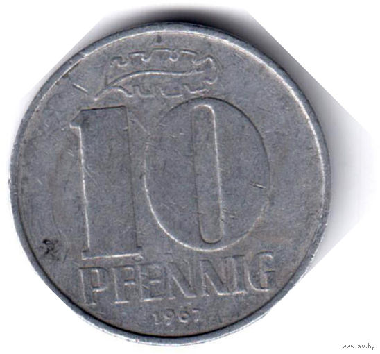 ГДР. 10 пфеннигов. 1967 г.