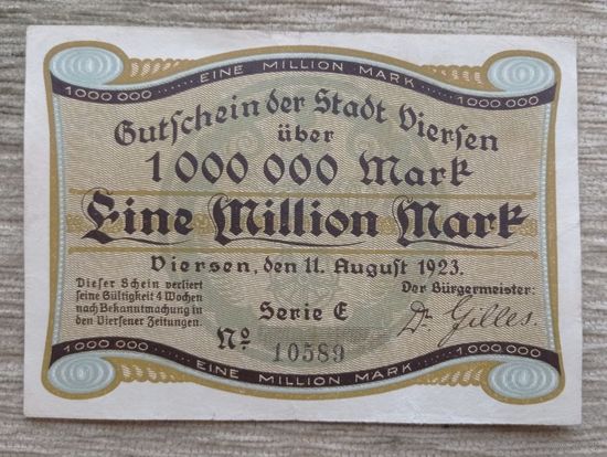 Werty71 Германия 1000000 марок 1923 1 миллион банкнота Гроссгельд Дирсен