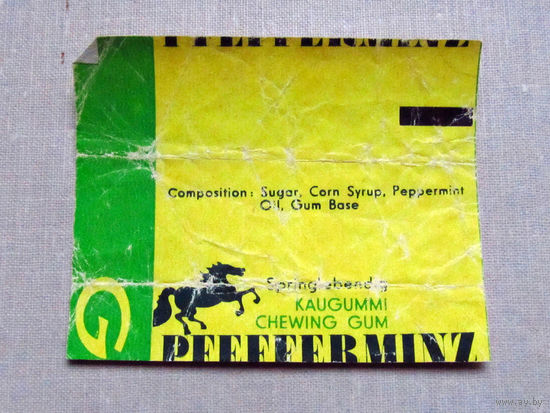 01-300 Обертка фантик от жевачки жевательной резинки G Gorlitzer Pfefferminz ГДР 1970-е