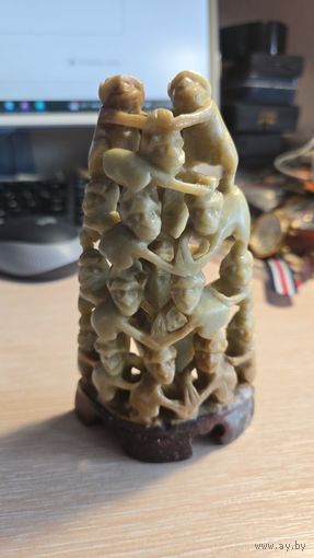 Китайский художественный камень мрамор обезьяна фигурка статуэтка