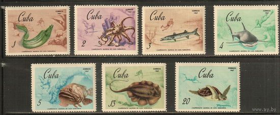 Куба-1967(Мих.1344-1350) , **   , Морская  Фауна , Рыбы, Черепахи(полная серия)