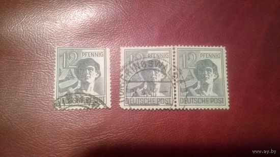 Марка Рабочий 1947 год Союзная оккупация Германии