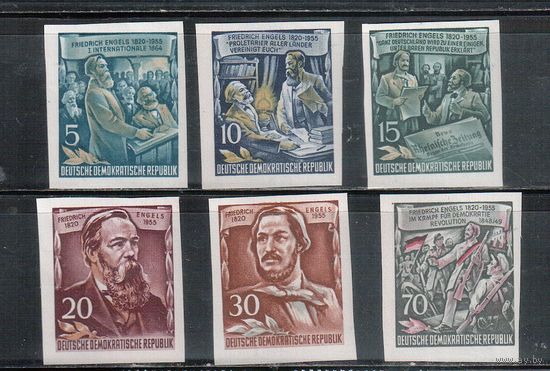 ГДР-1955,(Мих.485-490) ** , Фридрих Энгельс , из блока
