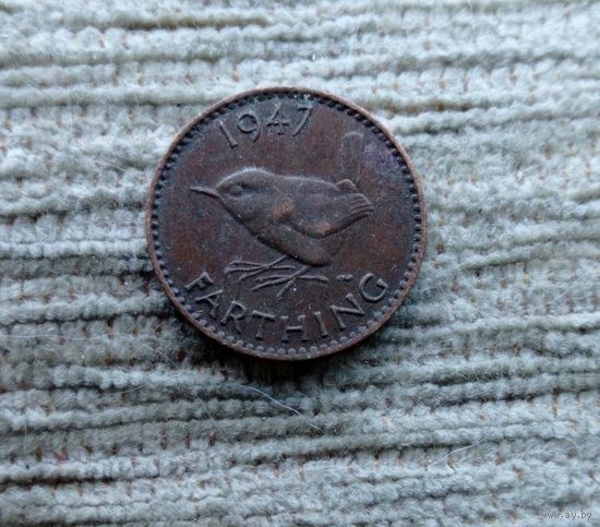 Werty71 Великобритания 1 фартинг 1947 Георг 6 Крапивник Птица