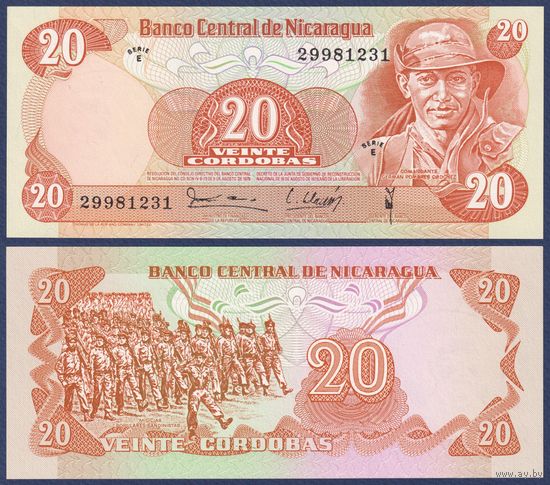 Никарагуа, 20 кордоба 1979 г., P-135 (E, команданте Херман Помарес Ордоньес), UNC
